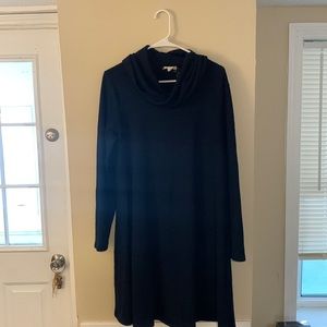 Navy cowl neck sweater dress